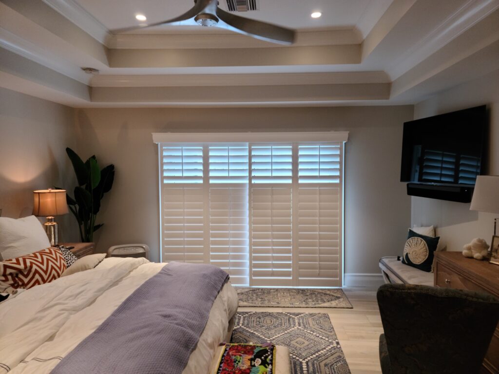 bypass plantation shutter in bedroom